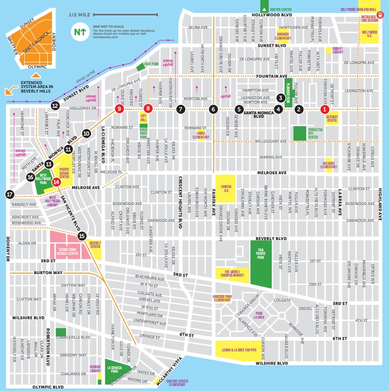 West Hollywood Bike Share Hubs Map by WeHo Pedals – Put West Hollywood ...